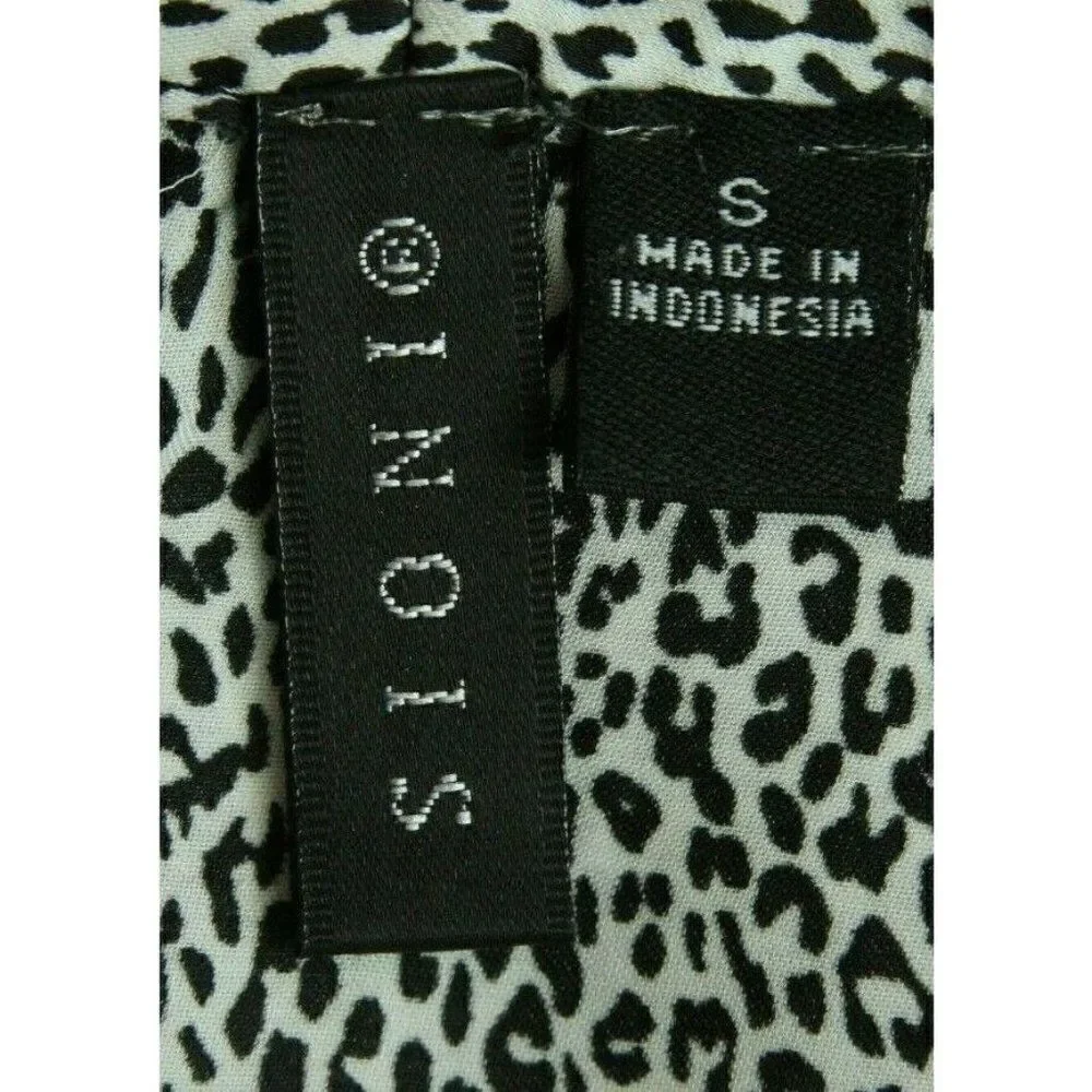 Sioni Top Leopard Print Ruffles Sleeveless Womens small